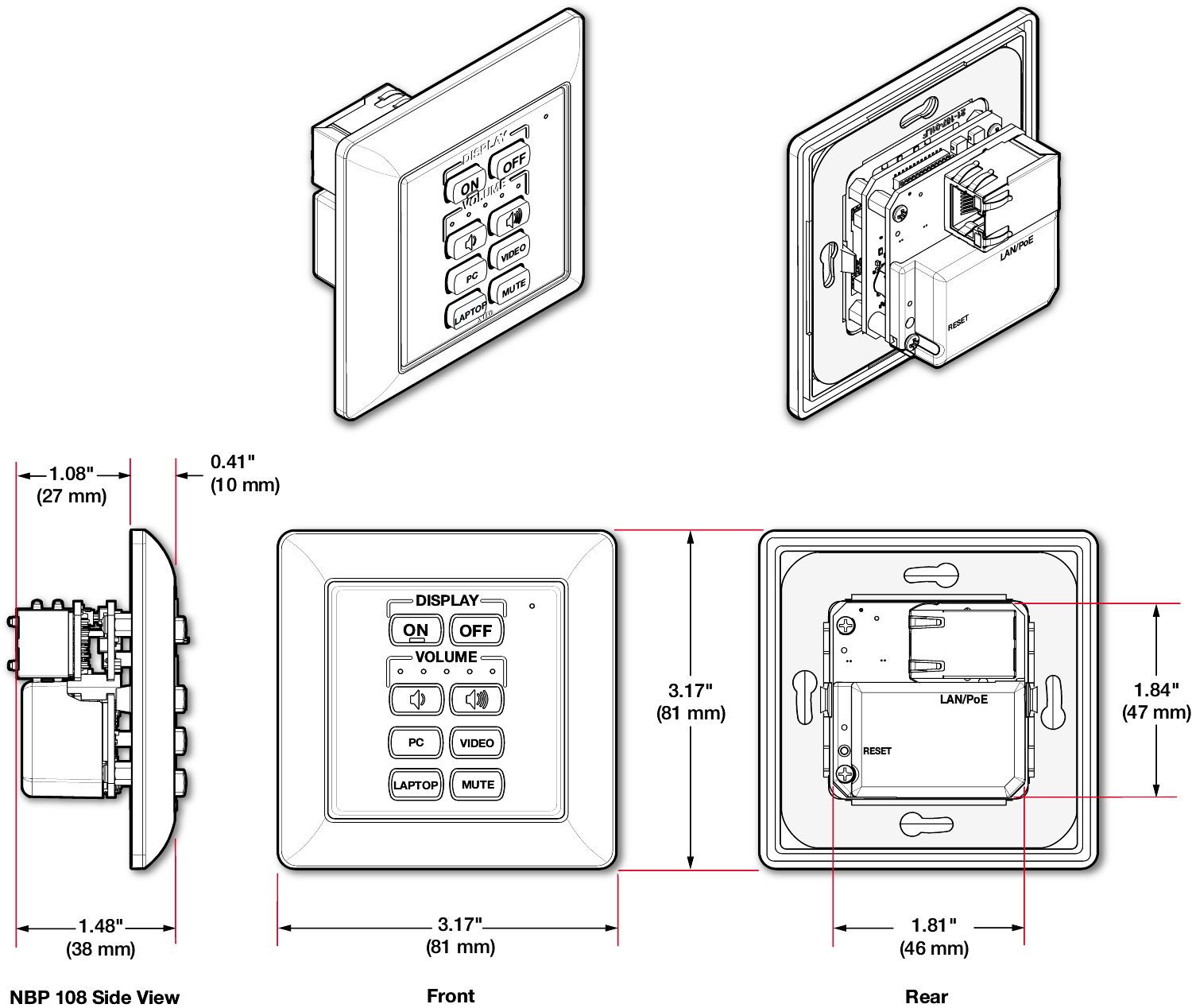 NBP 108 EU dimensions diagram